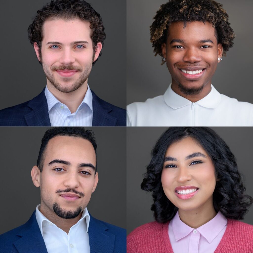 professional headshots of four different college graduates